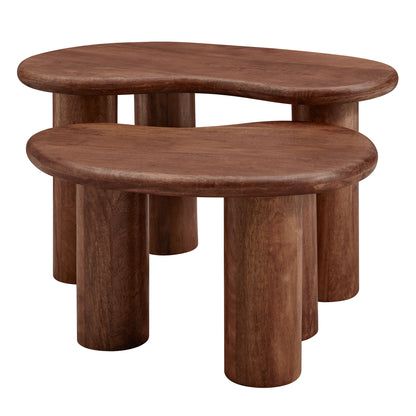 Modway - Hackney Mango Wood Nesting Coffee Table Set by Modway  Living Room Tables Brown - EEI-7283-WAL