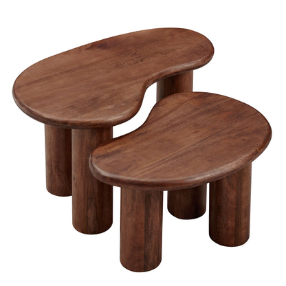 Modway - Hackney Mango Wood Nesting Coffee Table Set by Modway  Living Room Tables Brown - EEI-7283-WAL