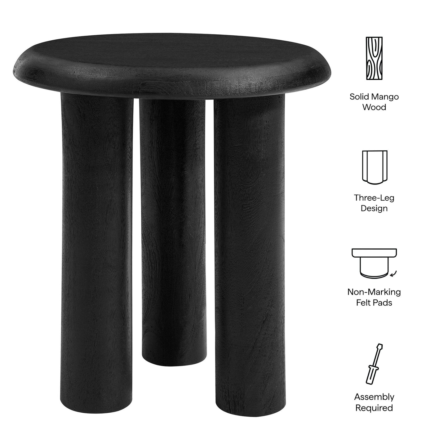 Modway - Mavina Mango Wood Side Table by Modway  Living Room Tables Black - EEI-7284-BLK