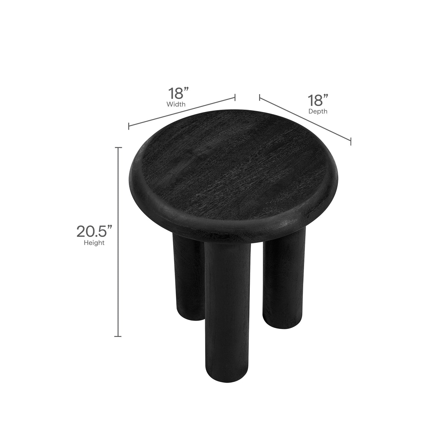 Modway - Mavina Mango Wood Side Table by Modway  Living Room Tables Black - EEI-7284-BLK