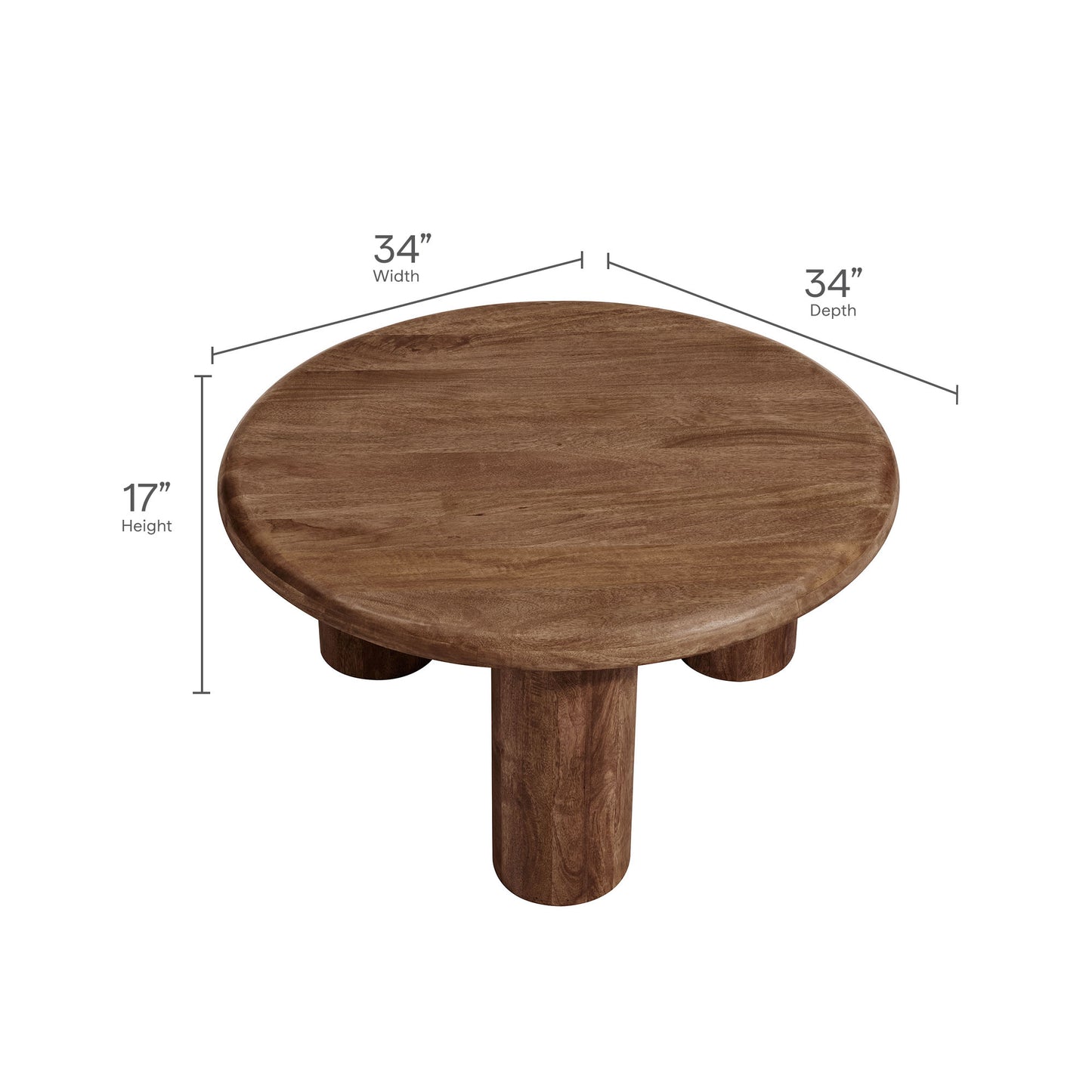 Modway - Mavina Round Mango Wood Coffee Table by Modway  Living Room Tables Brown - EEI-7286-WAL