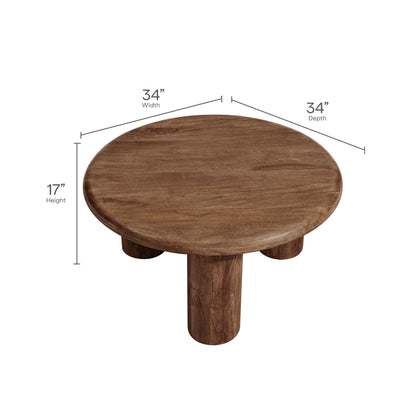 Modway - Mavina Round Mango Wood Coffee Table by Modway  Living Room Tables Brown - EEI-7286-WAL