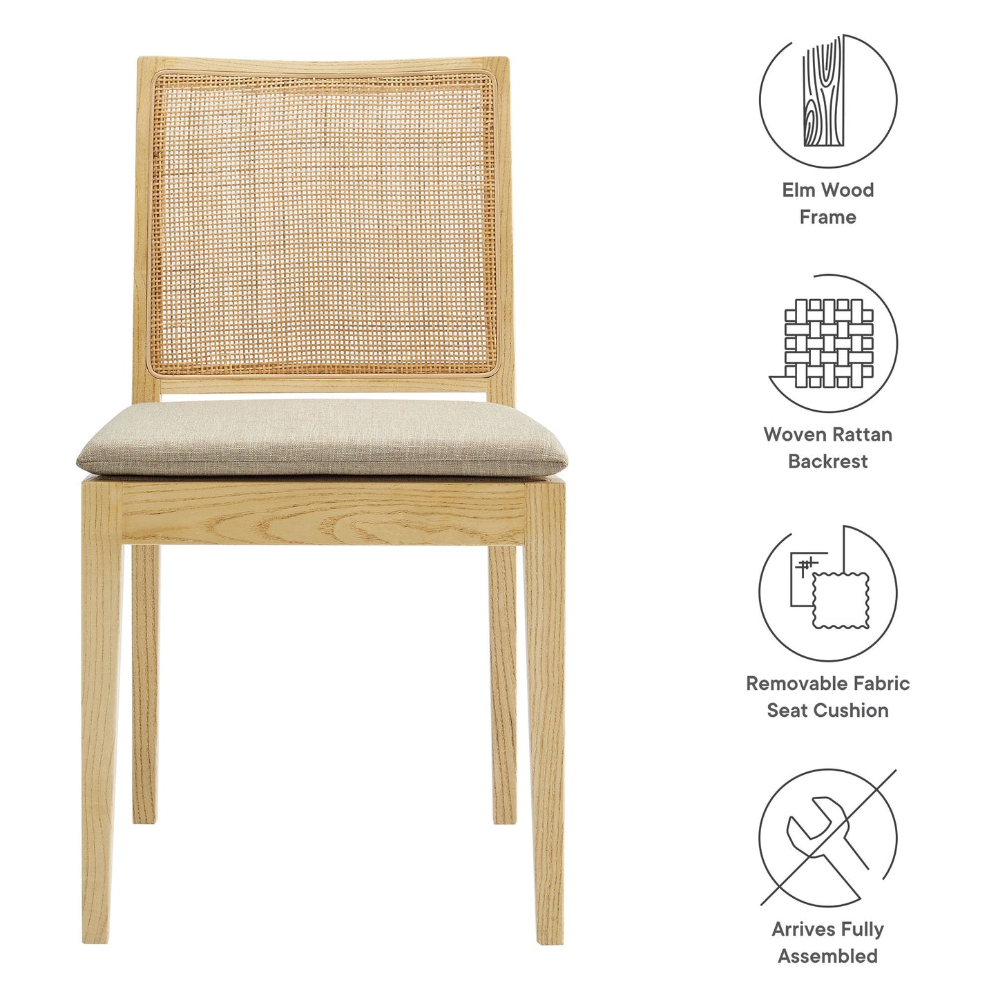 Modway - Ovard Wood and Rattan Dining Chair by Modway  Bar and Dining Dining Chairs Brown - EEI-7288-NAT-BEI