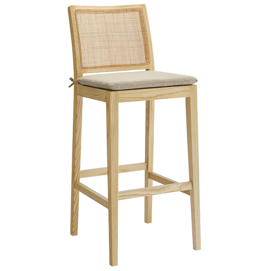 Modway - Ovard Wood and Rattan Bar Stool by Modway  Bar and Dining Bar and Counter Stools Brown - EEI-7289-NAT-BEI