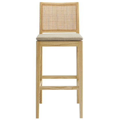 Modway - Ovard Wood and Rattan Bar Stool by Modway  Bar and Dining Bar and Counter Stools Brown - EEI-7289-NAT-BEI