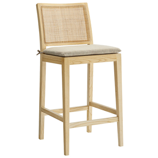 Modway - Ovard Wood and Rattan Counter Stool by Modway  Bar and Dining Bar and Counter Stools Brown - EEI-7290-NAT-BEI