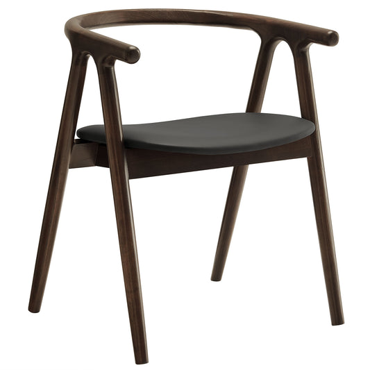 Modway - Henry Vegan Leather and Wood Dining Chair by Modway  Bar and Dining Dining Chairs Black - EEI-7291-BLK