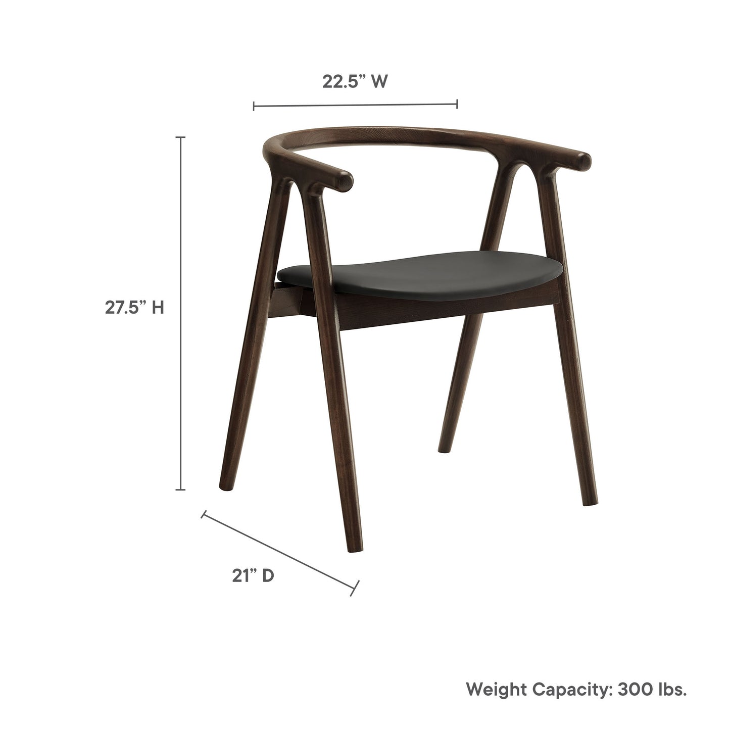 Modway - Henry Vegan Leather and Wood Dining Chair by Modway  Bar and Dining Dining Chairs Black - EEI-7291-BLK