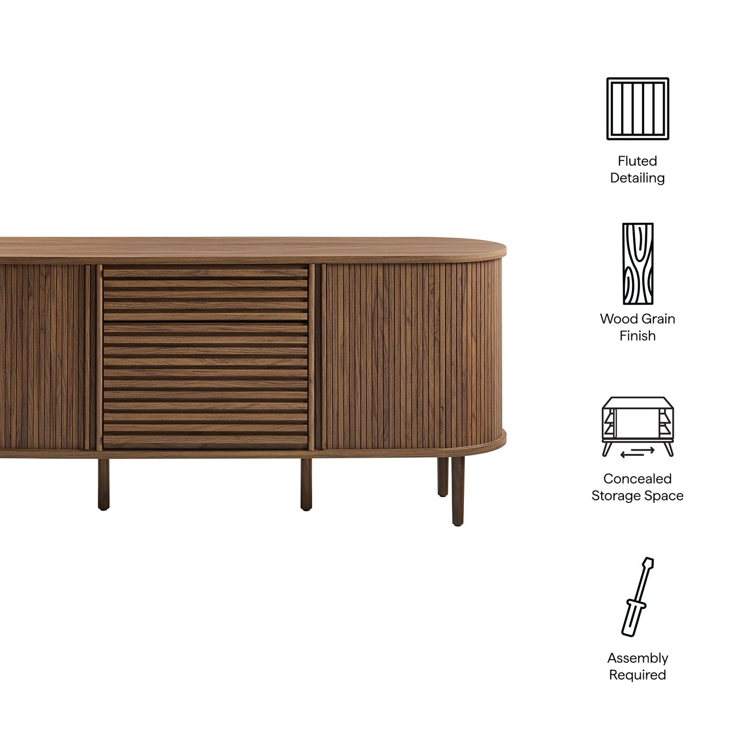 Modway - Harlan 67" Fluted Oval Sideboard Cabinet by Modway  Living Room  Brown - EEI-7293-WAL