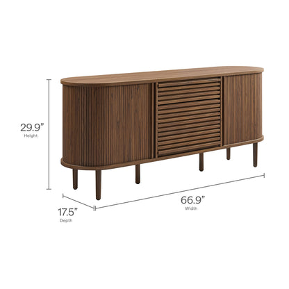 Modway - Harlan 67" Fluted Oval Sideboard Cabinet by Modway  Living Room  Brown - EEI-7293-WAL