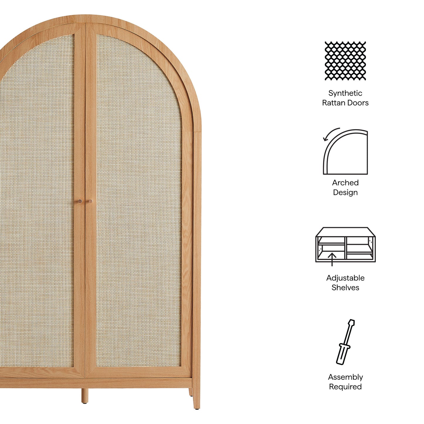 Modway - Calista 79" Tall Wide Rattan Arched Storage Cabinet by Modway  Living Room Decor Brown - EEI-7294-NAT