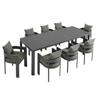 Modway - Tahoe 9-Piece Outdoor Patio Aluminum Dining Set With Extendable Table by Modway  Outdoor Furniture Bar and Dining Gray - EEI-7295-GRY-CHA