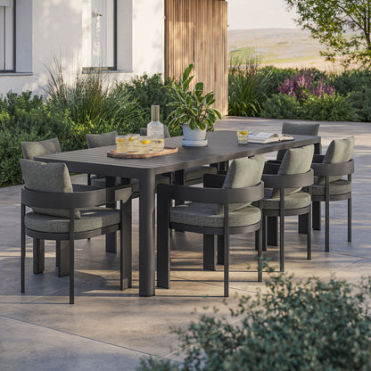 Modway - Tahoe 9-Piece Outdoor Patio Aluminum Dining Set With Extendable Table by Modway  Outdoor Furniture Bar and Dining Gray - EEI-7295-GRY-CHA