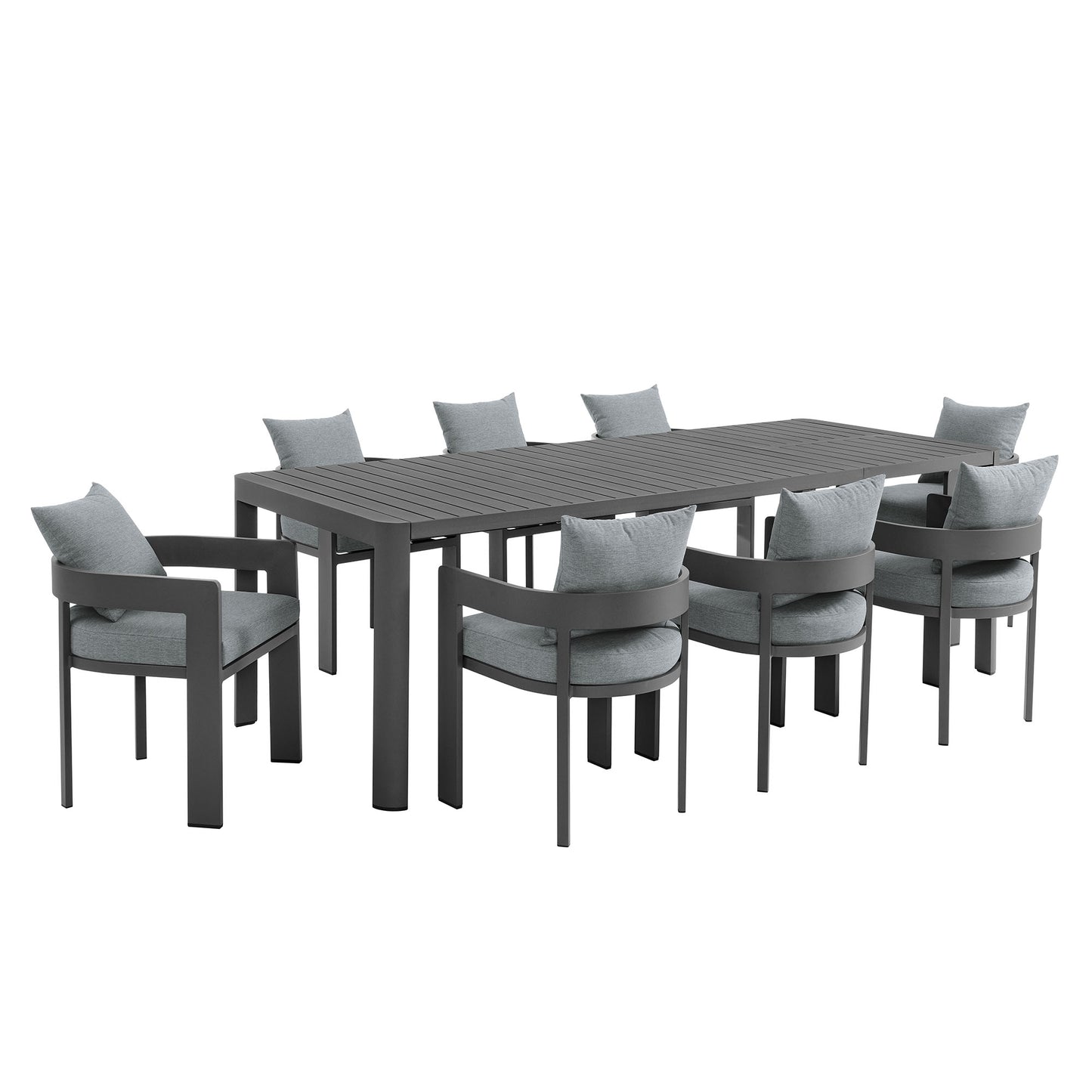 Modway - Tahoe 9-Piece Outdoor Patio Aluminum Dining Set With Extendable Table by Modway  Outdoor Furniture Bar and Dining Gray - EEI-7295-GRY-GRY