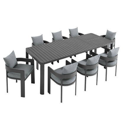 Modway - Tahoe 9-Piece Outdoor Patio Aluminum Dining Set With Extendable Table by Modway  Outdoor Furniture Bar and Dining Gray - EEI-7295-GRY-GRY