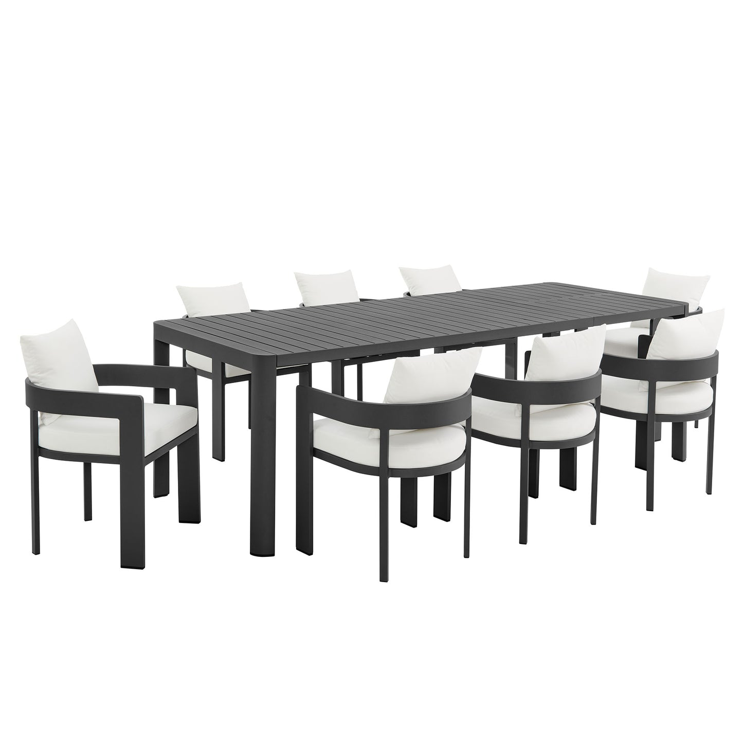 Modway - Tahoe 9-Piece Outdoor Patio Aluminum Dining Set With Extendable Table by Modway  Outdoor Furniture Bar and Dining White - EEI-7295-GRY-WHI