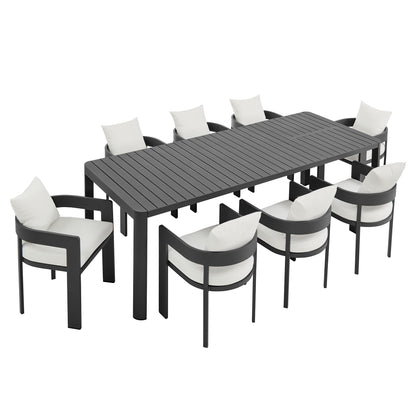 Modway - Tahoe 9-Piece Outdoor Patio Aluminum Dining Set With Extendable Table by Modway  Outdoor Furniture Bar and Dining White - EEI-7295-GRY-WHI