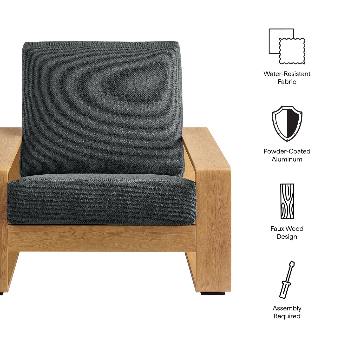 Modway - Lirienne Outdoor Patio Aluminum Faux Wood Armchair by Modway  Outdoor Furniture Sofa Sectionals Brown - EEI-7296-CHA-NAT