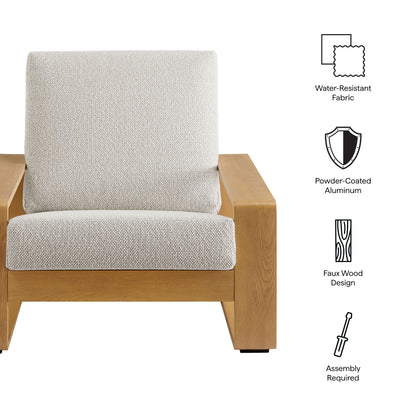 Modway - Lirienne Outdoor Patio Aluminum Faux Wood Armchair by Modway  Outdoor Furniture Sofa Sectionals White - EEI-7296-IVO-NAT