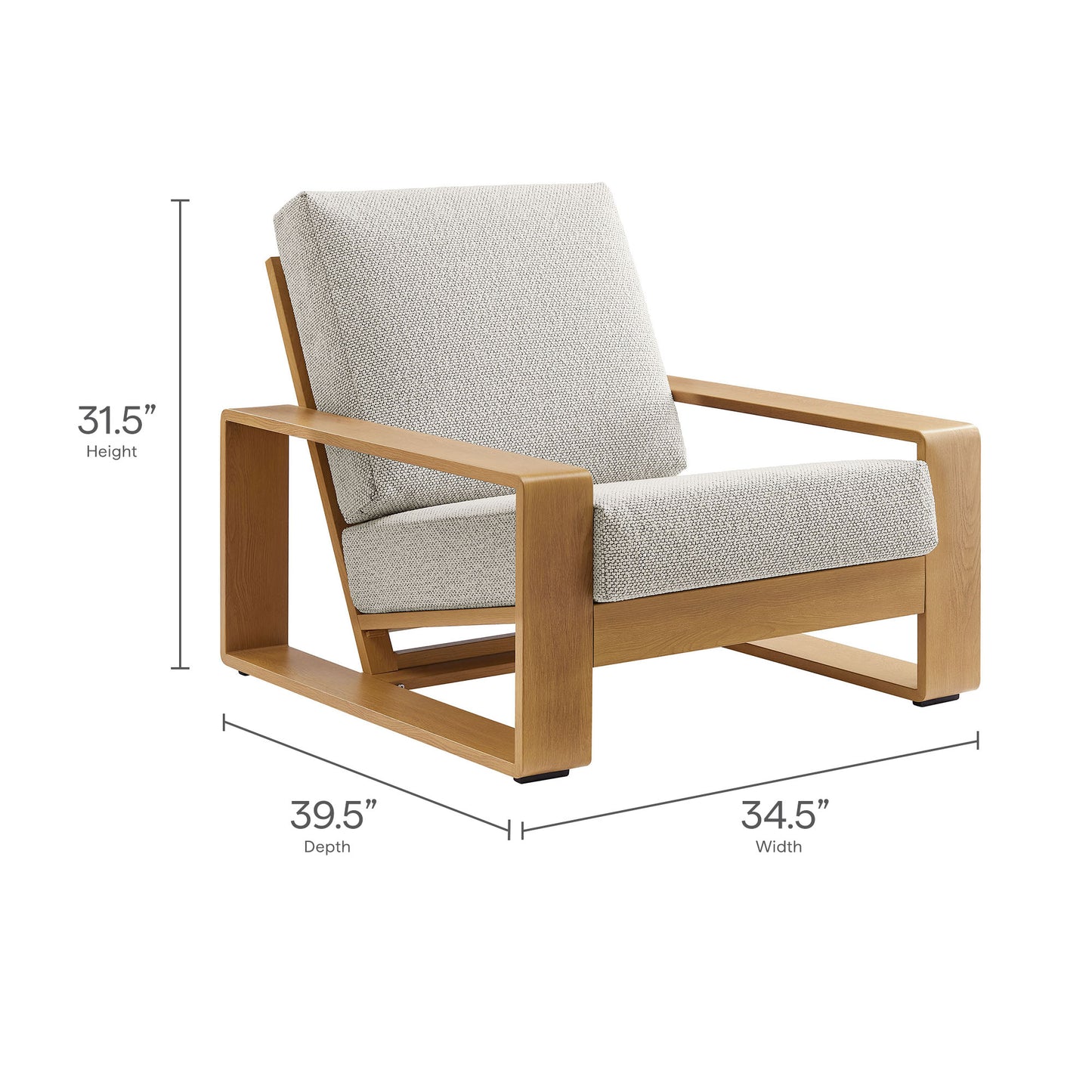 Modway - Lirienne Outdoor Patio Aluminum Faux Wood Armchair by Modway  Outdoor Furniture Sofa Sectionals White - EEI-7296-IVO-NAT