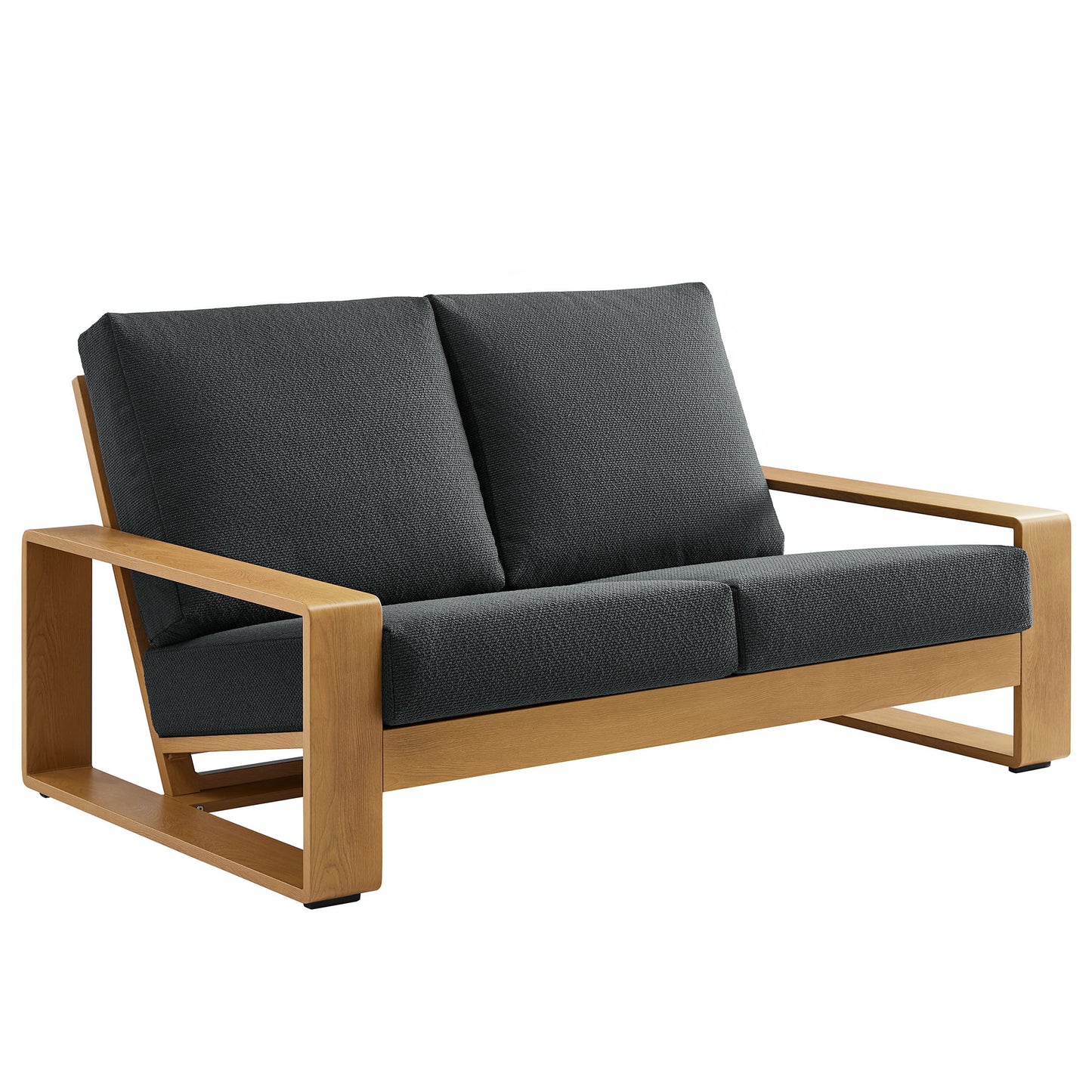 Modway - Lirienne Outdoor Patio Aluminum Faux Wood Loveseat by Modway  Outdoor Furniture Sofa Sectionals Brown - EEI-7297-CHA-NAT