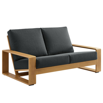 Modway - Lirienne Outdoor Patio Aluminum Faux Wood Loveseat by Modway  Outdoor Furniture Sofa Sectionals Brown - EEI-7297-CHA-NAT
