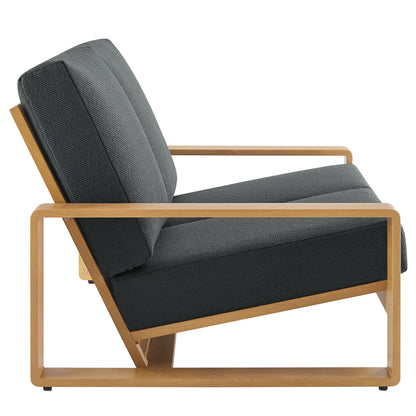 Modway - Lirienne Outdoor Patio Aluminum Faux Wood Loveseat by Modway  Outdoor Furniture Sofa Sectionals Brown - EEI-7297-CHA-NAT