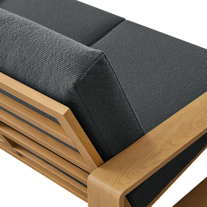 Modway - Lirienne Outdoor Patio Aluminum Faux Wood Loveseat by Modway  Outdoor Furniture Sofa Sectionals Brown - EEI-7297-CHA-NAT