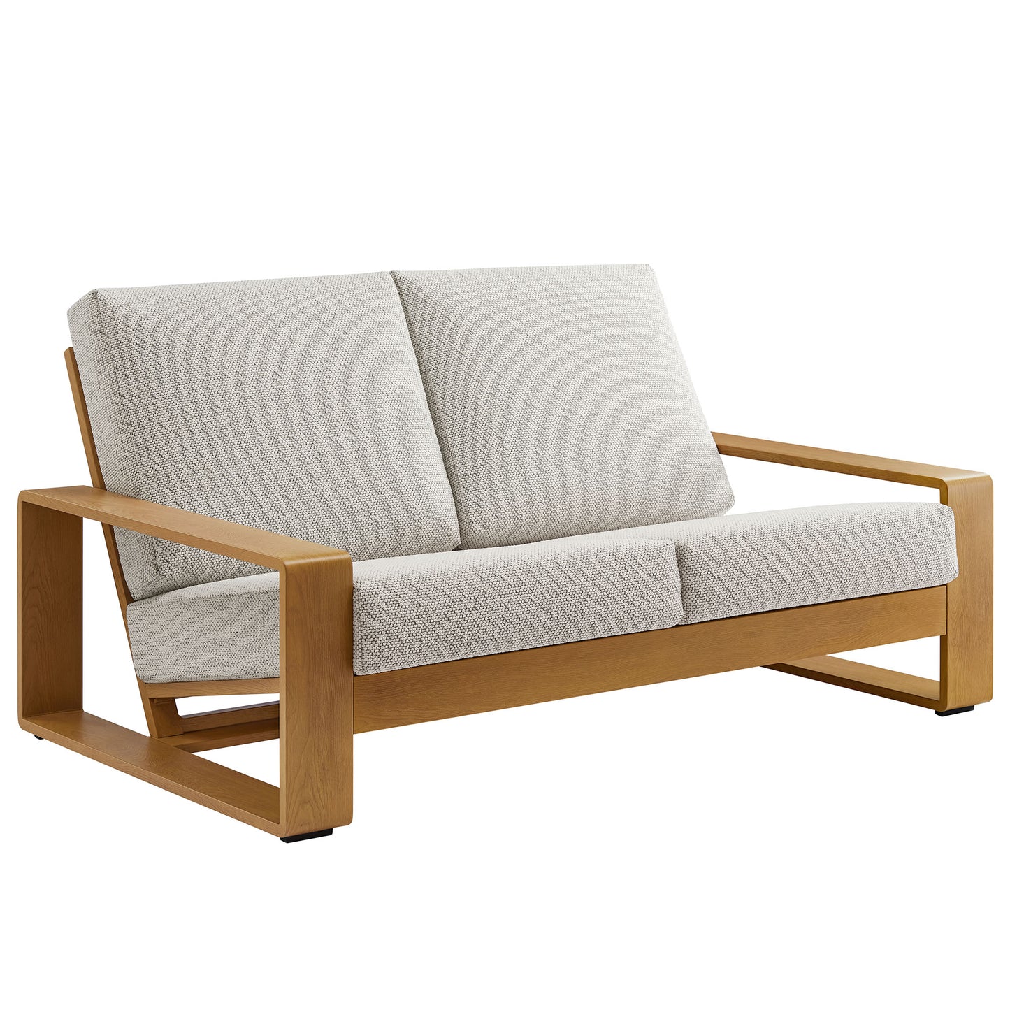 Modway - Lirienne Outdoor Patio Aluminum Faux Wood Loveseat by Modway  Outdoor Furniture Sofa Sectionals White - EEI-7297-IVO-NAT