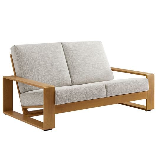 Modway - Lirienne Outdoor Patio Aluminum Faux Wood Loveseat by Modway  Outdoor Furniture Sofa Sectionals White - EEI-7297-IVO-NAT