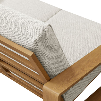 Modway - Lirienne Outdoor Patio Aluminum Faux Wood Loveseat by Modway  Outdoor Furniture Sofa Sectionals White - EEI-7297-IVO-NAT