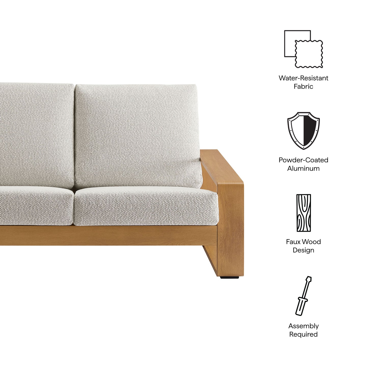 Modway - Lirienne Outdoor Patio Aluminum Faux Wood Loveseat by Modway  Outdoor Furniture Sofa Sectionals White - EEI-7297-IVO-NAT