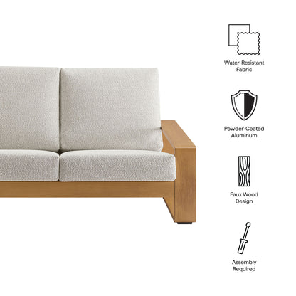 Modway - Lirienne Outdoor Patio Aluminum Faux Wood Loveseat by Modway  Outdoor Furniture Sofa Sectionals White - EEI-7297-IVO-NAT