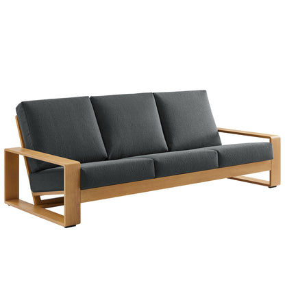 Modway - Lirienne Outdoor Patio Aluminum Faux Wood Sofa by Modway  Outdoor Furniture Sofa Sectionals Brown - EEI-7298-CHA-NAT