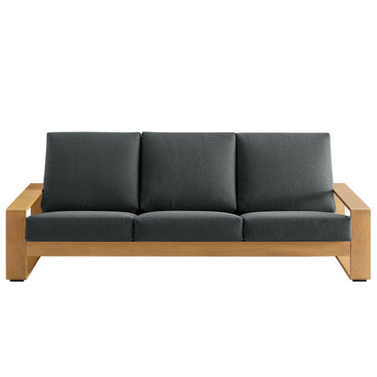 Modway - Lirienne Outdoor Patio Aluminum Faux Wood Sofa by Modway  Outdoor Furniture Sofa Sectionals Brown - EEI-7298-CHA-NAT