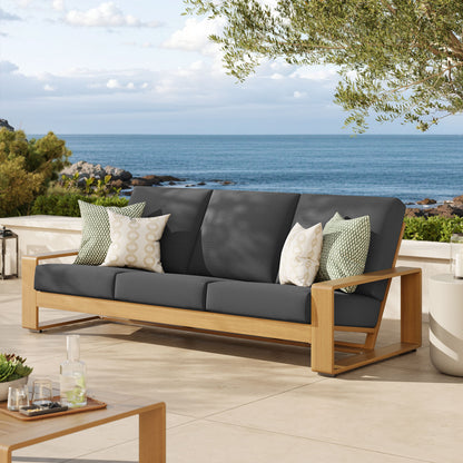Modway - Lirienne Outdoor Patio Aluminum Faux Wood Sofa by Modway  Outdoor Furniture Sofa Sectionals Brown - EEI-7298-CHA-NAT