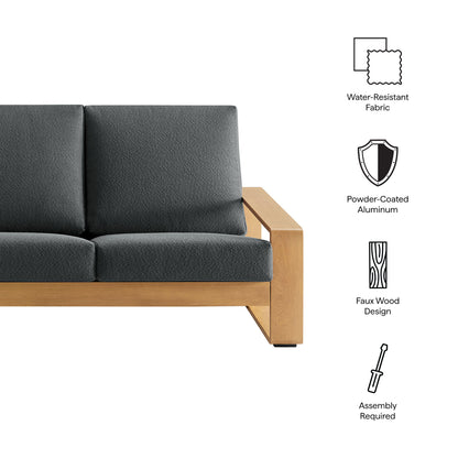 Modway - Lirienne Outdoor Patio Aluminum Faux Wood Sofa by Modway  Outdoor Furniture Sofa Sectionals Brown - EEI-7298-CHA-NAT