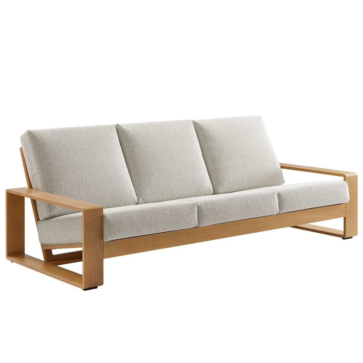 Modway - Lirienne Outdoor Patio Aluminum Faux Wood Sofa by Modway  Outdoor Furniture Sofa Sectionals White - EEI-7298-IVO-NAT