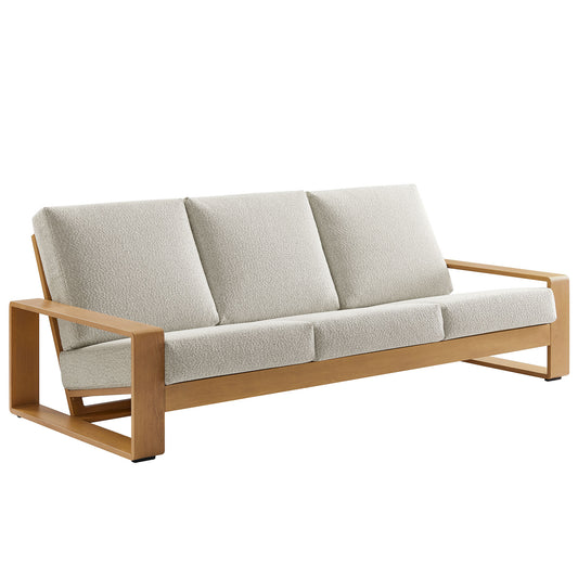 Modway - Lirienne Outdoor Patio Aluminum Faux Wood Sofa by Modway  Outdoor Furniture Sofa Sectionals White - EEI-7298-IVO-NAT