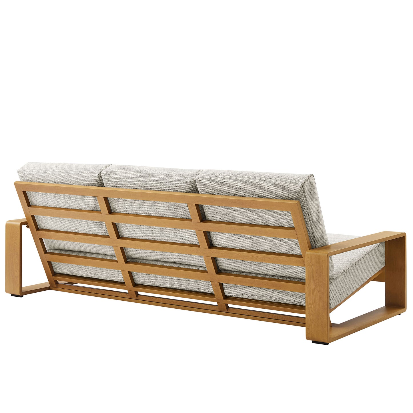 Modway - Lirienne Outdoor Patio Aluminum Faux Wood Sofa by Modway  Outdoor Furniture Sofa Sectionals White - EEI-7298-IVO-NAT