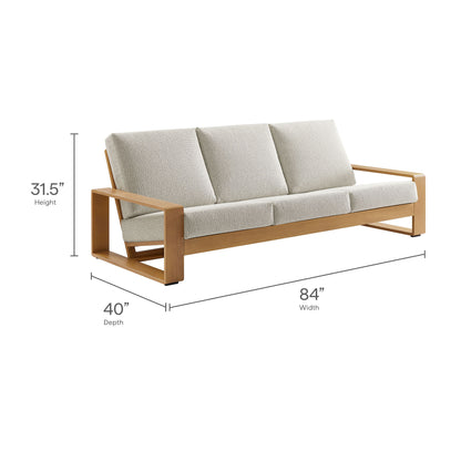 Modway - Lirienne Outdoor Patio Aluminum Faux Wood Sofa by Modway  Outdoor Furniture Sofa Sectionals White - EEI-7298-IVO-NAT