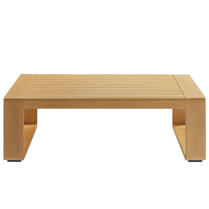 Modway - Lirienne Outdoor Patio Aluminum Faux Wood Coffee Table by Modway  Outdoor Furniture Bar and Dining Brown - EEI-7299-NAT