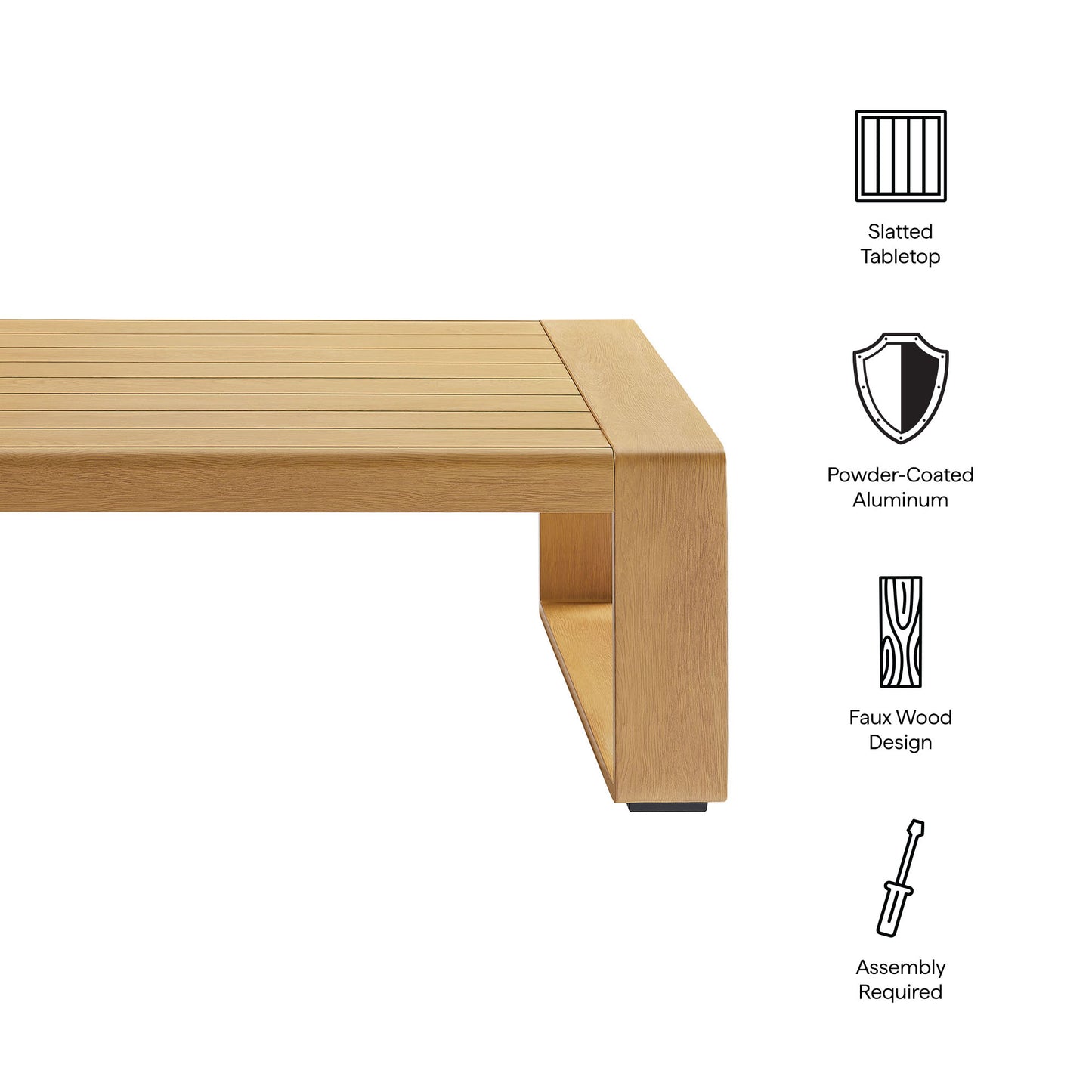 Modway - Lirienne Outdoor Patio Aluminum Faux Wood Coffee Table by Modway  Outdoor Furniture Bar and Dining Brown - EEI-7299-NAT