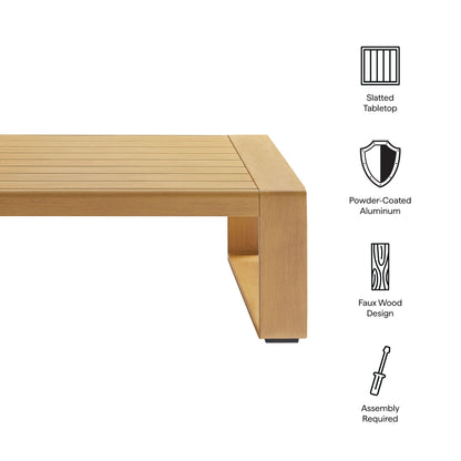 Modway - Lirienne Outdoor Patio Aluminum Faux Wood Coffee Table by Modway  Outdoor Furniture Bar and Dining Brown - EEI-7299-NAT