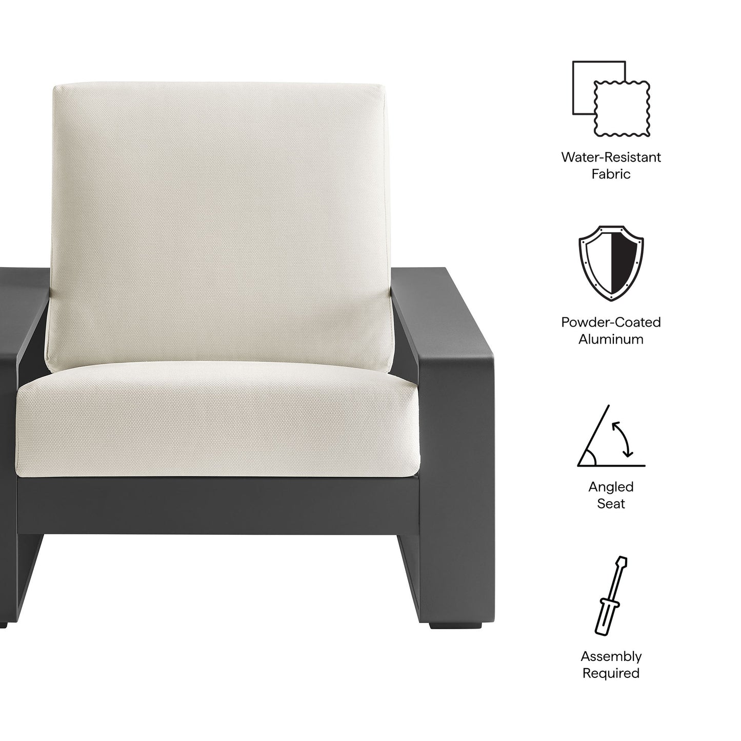Modway - Lirienne Outdoor Patio Aluminum Armchair by Modway  Outdoor Furniture Sofa Sectionals Gray - EEI-7300-CRE-GRY