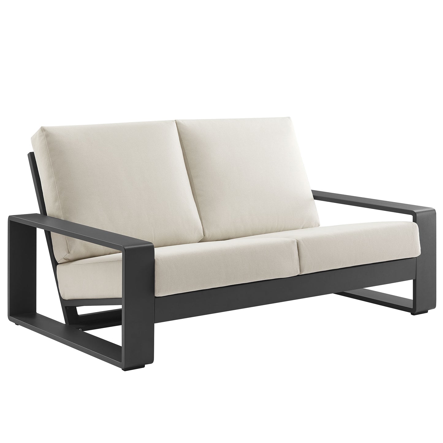 Modway - Lirienne Outdoor Patio Aluminum Loveseat by Modway  Outdoor Furniture Sofa Sectionals Gray - EEI-7301-CRE-GRY