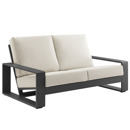 Modway - Lirienne Outdoor Patio Aluminum Loveseat by Modway  Outdoor Furniture Sofa Sectionals Gray - EEI-7301-CRE-GRY