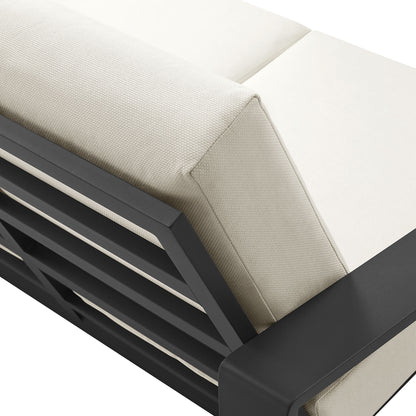 Modway - Lirienne Outdoor Patio Aluminum Loveseat by Modway  Outdoor Furniture Sofa Sectionals Gray - EEI-7301-CRE-GRY