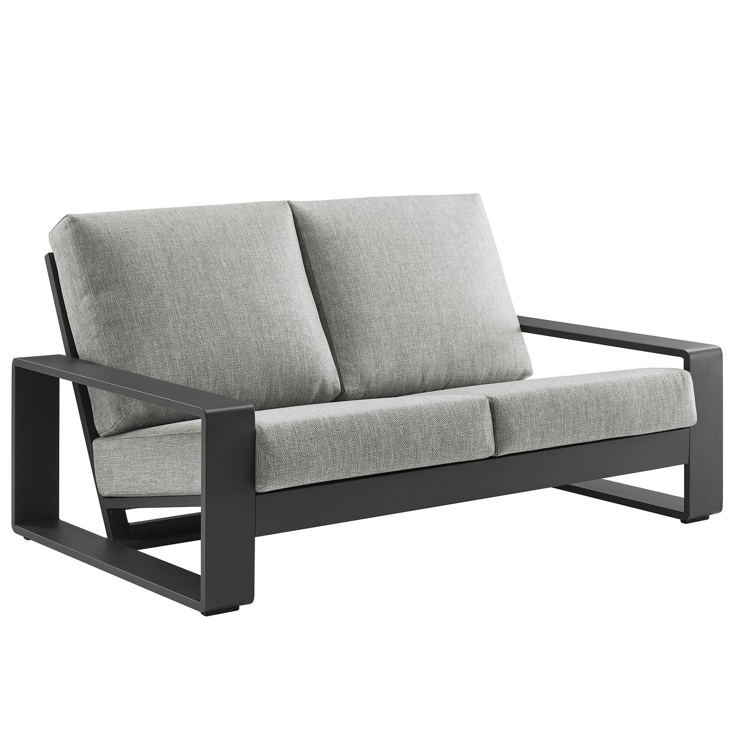 Modway - Lirienne Outdoor Patio Aluminum Loveseat by Modway  Outdoor Furniture Sofa Sectionals Gray - EEI-7301-LGR-GRY