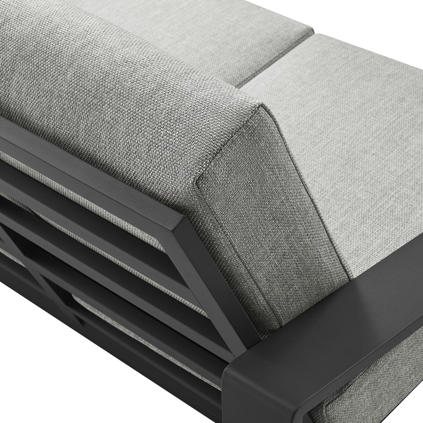 Modway - Lirienne Outdoor Patio Aluminum Loveseat by Modway  Outdoor Furniture Sofa Sectionals Gray - EEI-7301-LGR-GRY